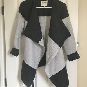Grey Striped BB Dakota Front Drape Jacket Sweater